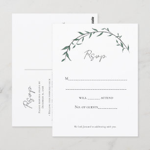 Elegante Groene Wilgenboog Huwelijks RSVP-ansichtk Briefkaart