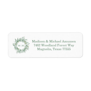 Elegante groene winter botanische krans bruiloft etiket
