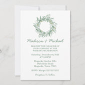 Elegante groene winter botanische krans bruiloft kaart (Voorkant)
