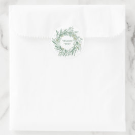 Elegante groene winter botanische krans bruiloft ronde sticker
