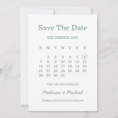 Elegante groene winter botanische krans bruiloft save the date (Achterkant)
