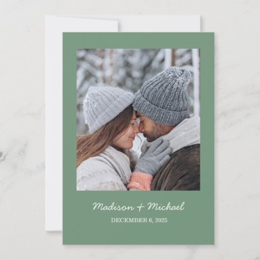 Elegante groene winter botanische krans bruiloft save the date (Voorkant)