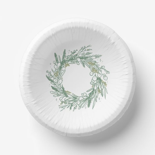 Elegante groene winter botanische krans papier Bor Papieren Kommen (Voorkant)