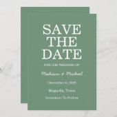 Elegante groene winter bruiloft save the date (Voorkant / Achterkant)