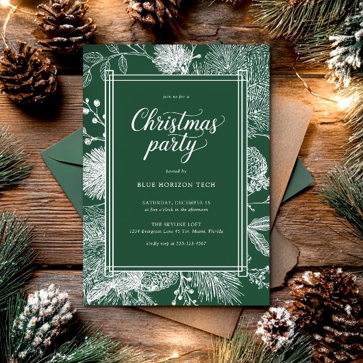 Elegante Groene Winter Kerstfeest Kaart