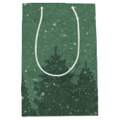 Elegante groene winter sneeuw bomen vakantie medium cadeauzakje (Voorkant)