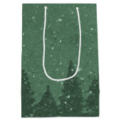 Elegante groene winter sneeuw bomen vakantie medium cadeauzakje (Achterkant)