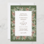 Elegante Groene Winterhuwelijk Kaart (Voorkant)