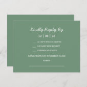 Elegante groene winterhuwelijk RSVP kaartje (Voorkant / Achterkant)