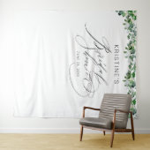 Elegante groene witte bloem bruidsfeest wandkleed (In Situ (horizontaal))