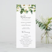 Elegante groene witte bloemen bruiloft programmakaart (Staand voorkant)