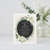 Elegante groene witte bloemen bruiloft Save the Da Briefkaart (Staand voorkant)