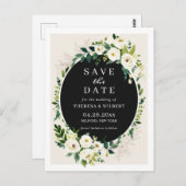 Elegante groene witte bloemen bruiloft Save the Da Briefkaart (Voorkant / Achterkant)