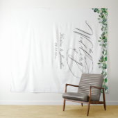 Elegante groene witte bloemen bruiloft tapestry wandkleed (In Situ (horizontaal))