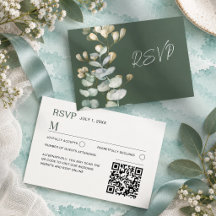 Elegante groene & witte botanische RSVP-huwelijk