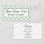 Elegante groene witte gingham checker visitekaartje (Voorkant / Achterkant)