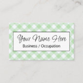 Elegante groene witte gingham checker visitekaartje (Voorkant)