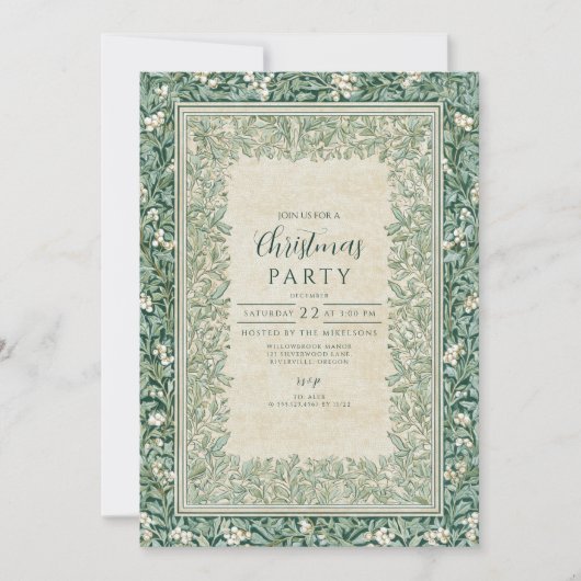 Elegante groene witte Holly Kerstmis Kaart (Voorkant)