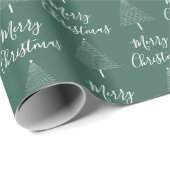 Elegante groene witte kerstboom Vrolijk kerstfeest Cadeaupapier (Rol Hoek)