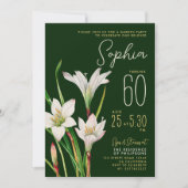 Elegante Groene Witte Lelie 60e Botanische Bloemen Kaart (Voorkant)