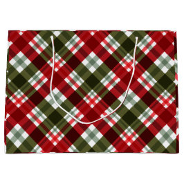 Elegante groene & witte rode ruit rustieke Kerstmi Groot Cadeauzakje