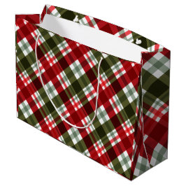 Elegante groene & witte rode ruit rustieke Kerstmi Groot Cadeauzakje