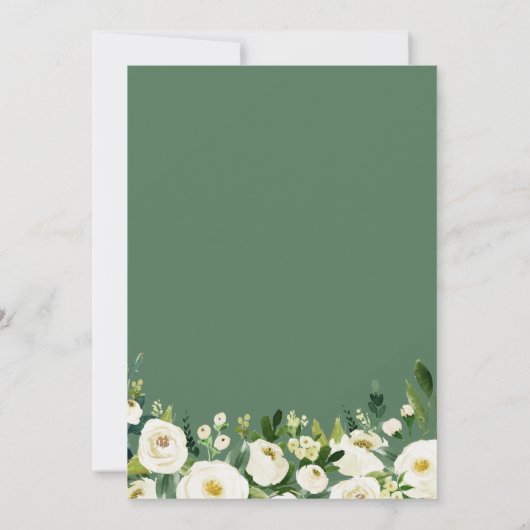 Elegante Groene Witte Rozen Bloemen Verjaardagsfee Kaart (Achterkant)