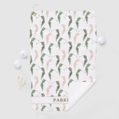 Elegante Groene Witte Vrouw Golfer Monogrammed Golfhanddoek (Insitu)
