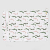 Elegante Groene Witte Vrouw Golfer Monogrammed Golfhanddoek (Horizontaal)