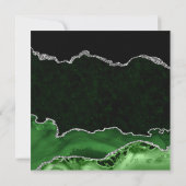 Elegante Groene Zilveren Glitter Agaat 21e Verjaar Kaart (Achterkant)