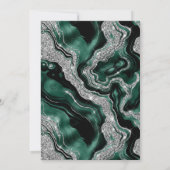 Elegante groene & zilveren glitter Agaat Quinceane Kaart (Achterkant)