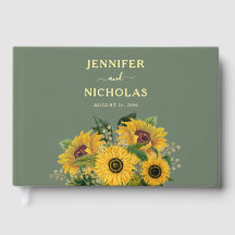 Elegante groene zonnebloem bruiloft goud