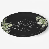 Elegante groene zwarte en witte bruidsdouche papieren bordje (Gekanteld)