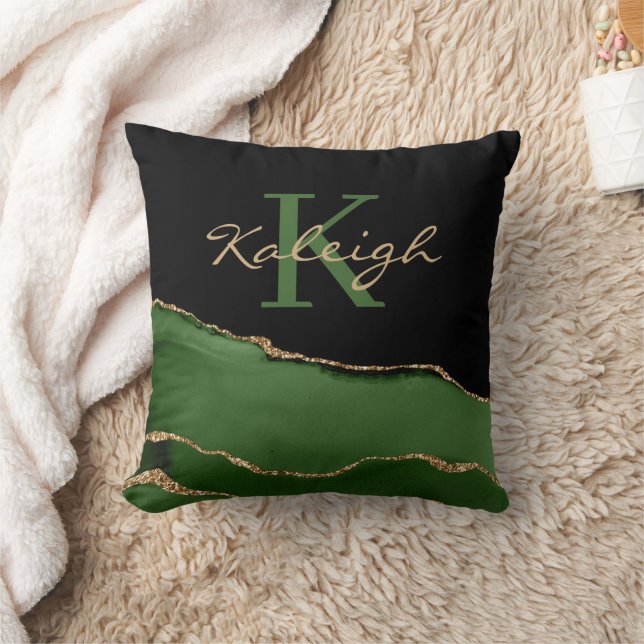 Elegante groene zwarte goud marmer op maat  kussen (Deken)