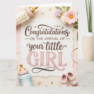Elegante Groet Voor Nieuwe Baby Meisje Kaart
