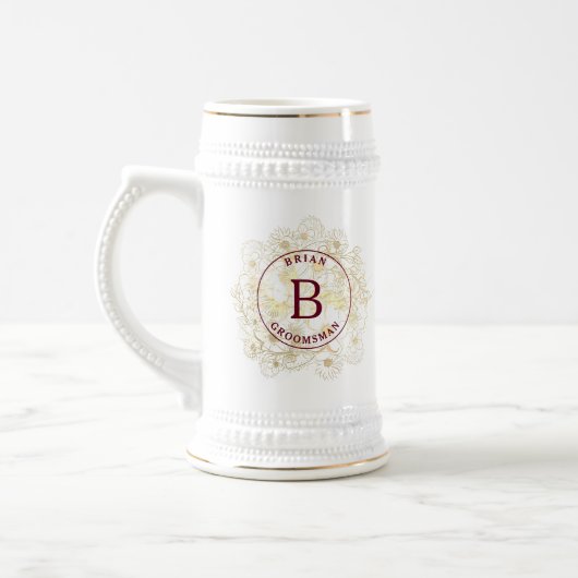 Elegante Groomsman Monogram Beer Stein Bierpul (Links)