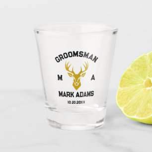 Elegante Groomsmen Gift Herten Hoofd  Monogram Shot Glas