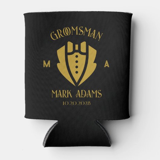 Elegante Groomsmen Gift Tuxedo Custom Monogram Blikjeskoeler (Voorkant)