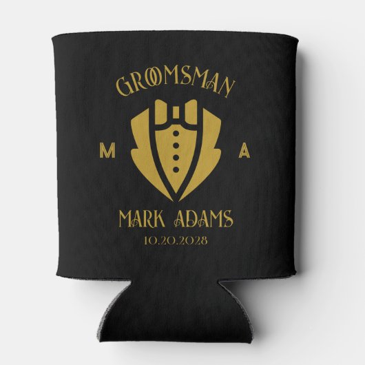 Elegante Groomsmen Gift Tuxedo Custom Monogram Blikjeskoeler (Achterkant)