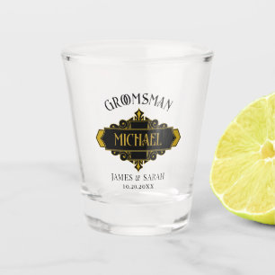 Elegante Groomsmen Victoriaans Art Zwart Goud Shot Glas
