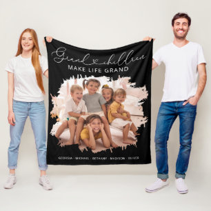 Elegante grootouders kleinkinderen foto fleece deken