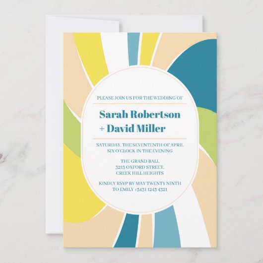 Elegante Groovy Abstracte Golven Trouw Uitnodiging (Voorkant)