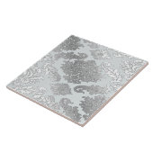 Elegante Grote Blauwgroen Blauwe Damask Tegel Tegeltje (Zijkant)