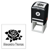 Elegante grote bloemige roos bloesem naam monogram  zelfinktende stempel (In situ)