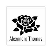 Elegante grote bloemige roos bloesem naam monogram  zelfinktende stempel (Design)