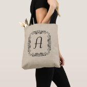 Elegante grote canvas tas met monogram (Dichtbij)