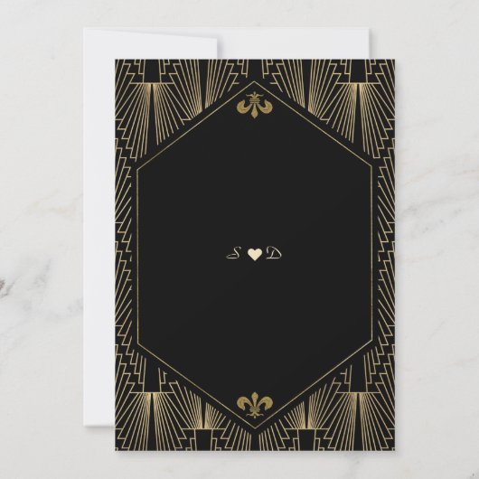 Elegante Grote Gatsby Gold Art Deco bruiloft Kaart (Achterkant)