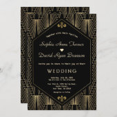 Elegante Grote Gatsby  Gold Art Deco bruiloft Kaart (Voorkant / Achterkant)