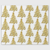 Elegante grote gouden filigraan kerstboom cadeaupapier (Vlak)