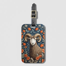 Elegante grote hoorn schapen William Morris geïnsp Bagagelabel